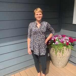 Leopard babydoll 3/4 sleeve tunic